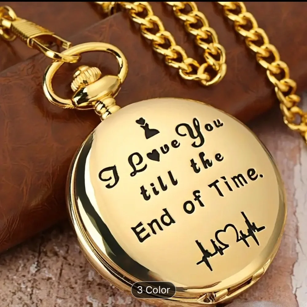 Gold  Engraved Pocket Watch - Picture 3 of 5